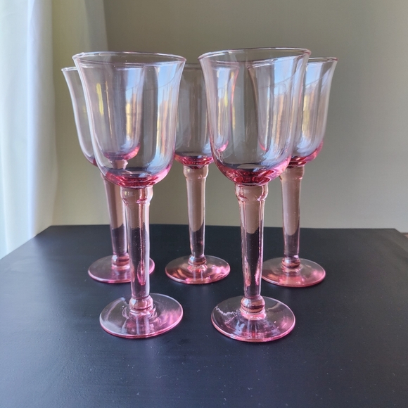 5  🩷 Pink hand blown glass 🍷 Wine or water Goblets | 8 oz Mexico / Spain style - Picture 8 of 14
